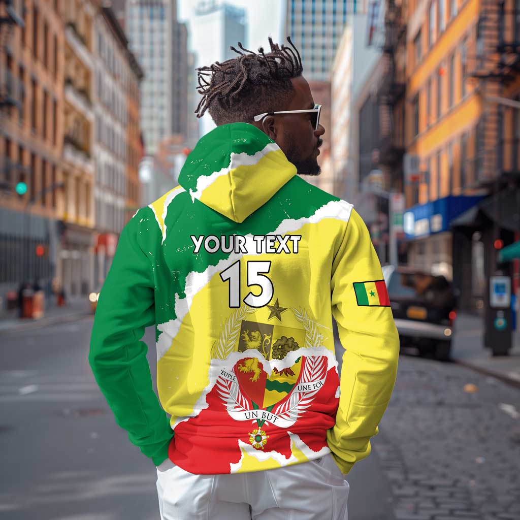Custom Senegal Beach Soccer 2025 Zip Hoodie Go Champions - Grunge Style