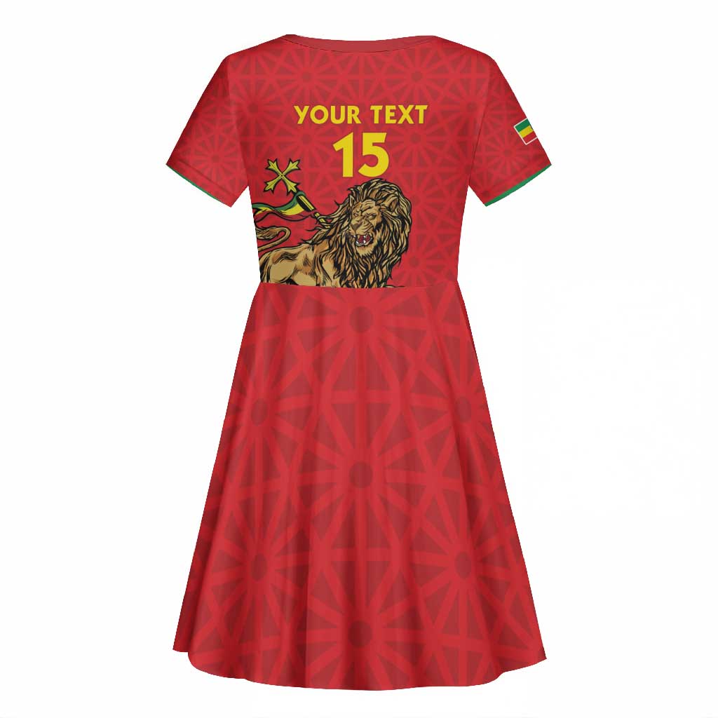Custom Ethiopia Football Kid Short Sleeve Dress Go Champions