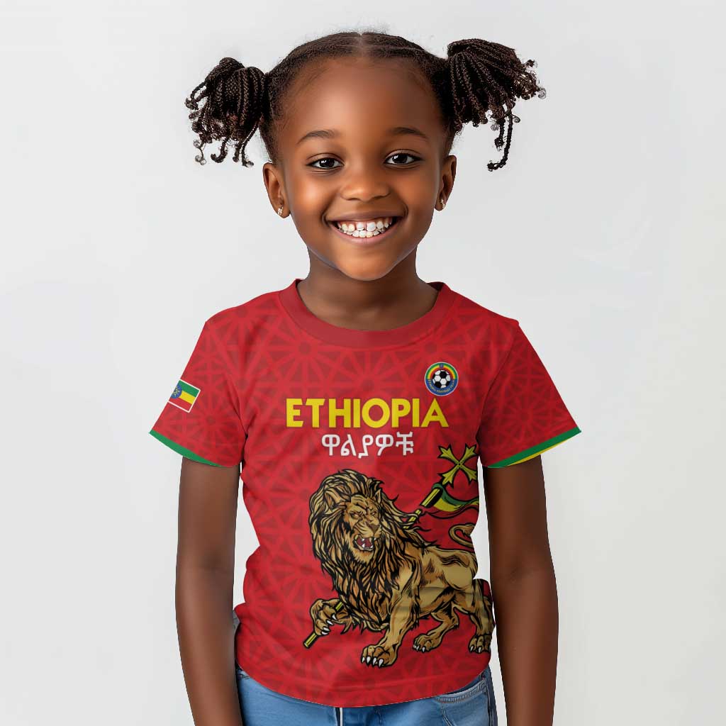 Custom Ethiopia Football Kid T shirt Go Champions