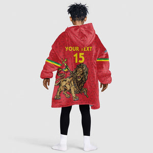 Custom Ethiopia Football Kid Wearable Blanket Hoodie Go Champions