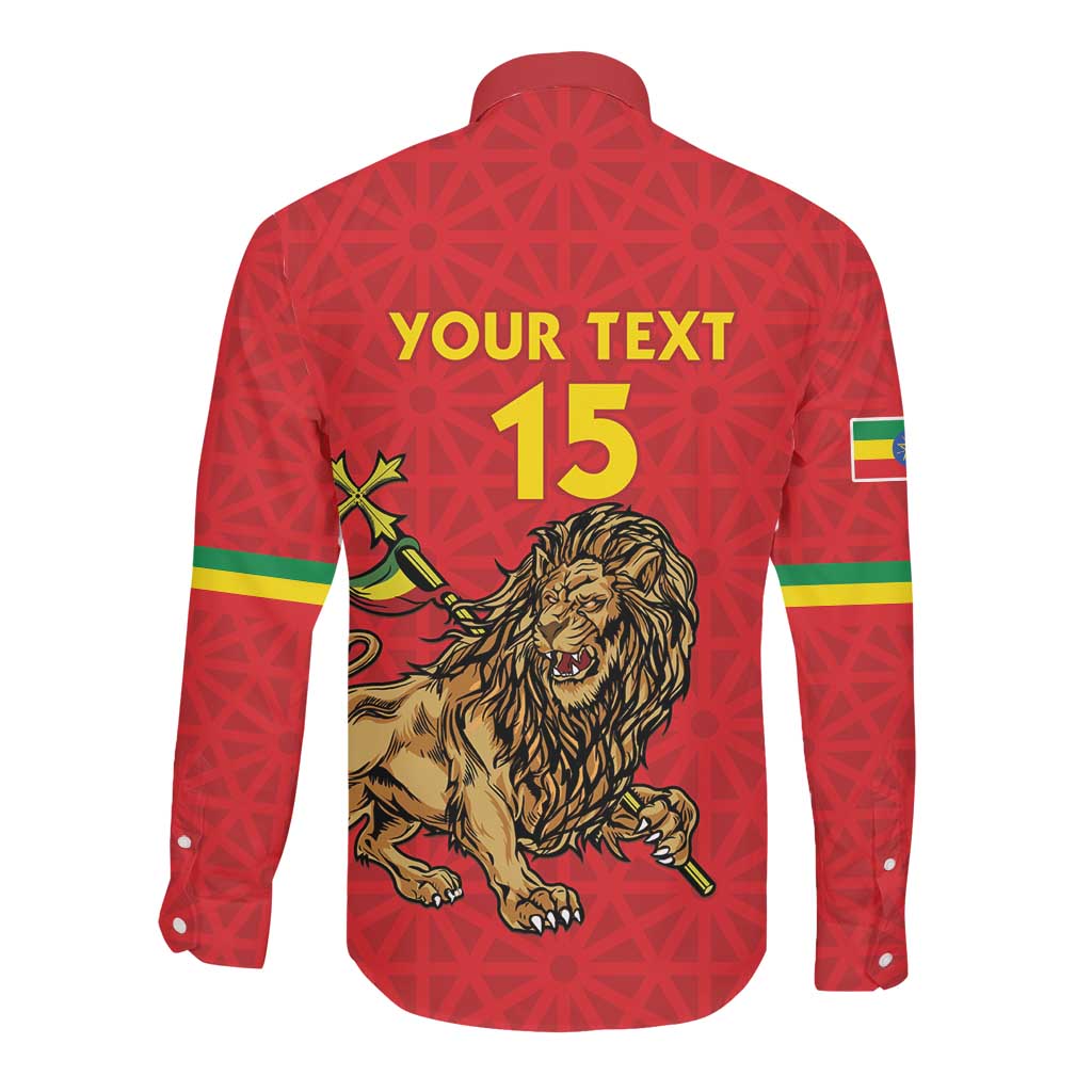 Custom Ethiopia Football Long Sleeve Button Shirt Go Champions