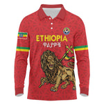Custom Ethiopia Football Long Sleeve Polo Shirt Go Champions