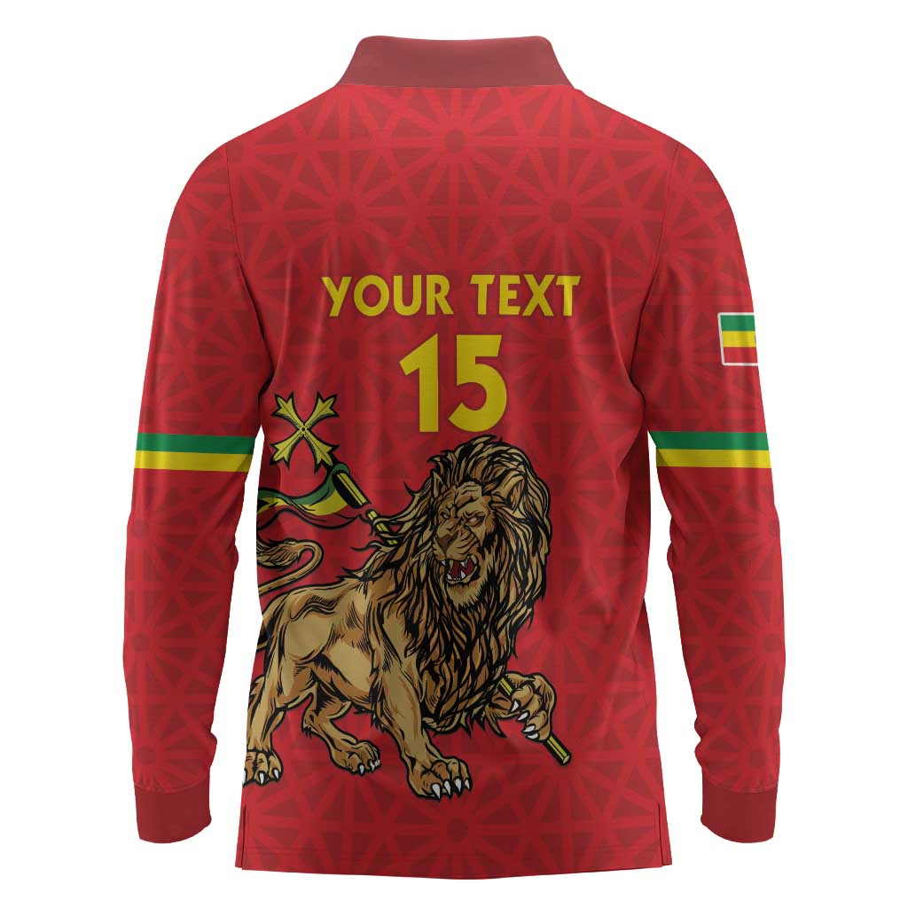 Custom Ethiopia Football Long Sleeve Polo Shirt Go Champions