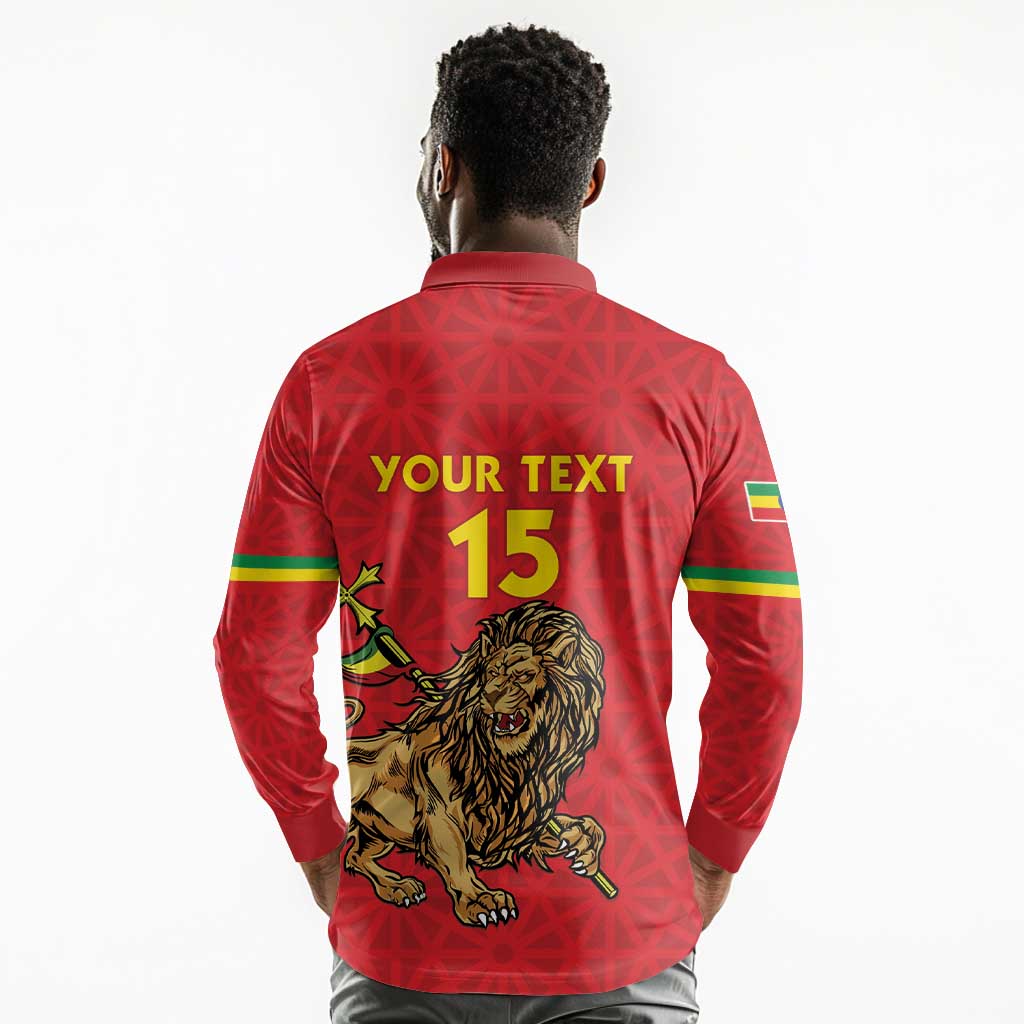 Custom Ethiopia Football Long Sleeve Polo Shirt Go Champions