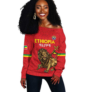 Custom Ethiopia Football Off Shoulder Sweater Go Champions