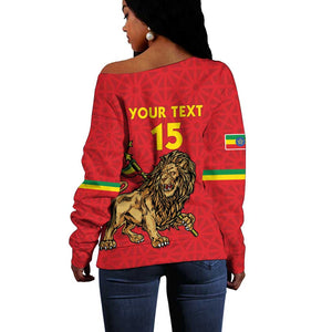 Custom Ethiopia Football Off Shoulder Sweater Go Champions