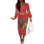 Custom Ethiopia Football Off The Shoulder Long Sleeve Dress Go Champions