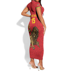 Custom Ethiopia Football Short Sleeve Bodycon Dress Go Champions LT15