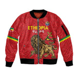 Custom Ethiopia Football Sleeve Zip Bomber Jacket Go Champions
