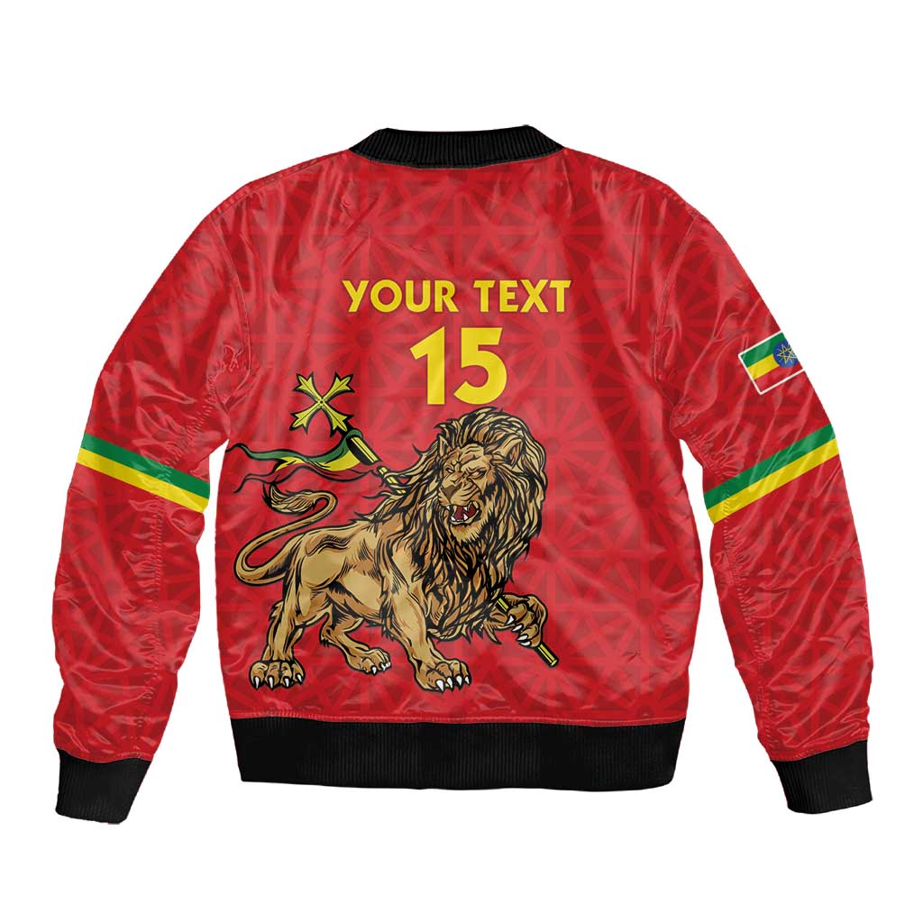 Custom Ethiopia Football Sleeve Zip Bomber Jacket Go Champions