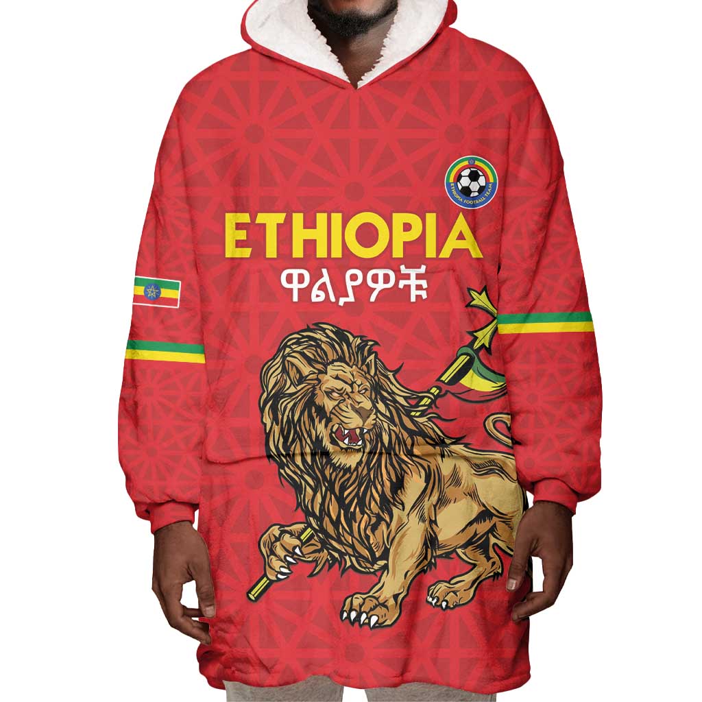 Custom Ethiopia Football Wearable Blanket Hoodie Go Champions