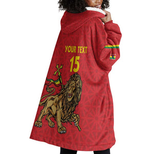 Custom Ethiopia Football Wearable Blanket Hoodie Go Champions