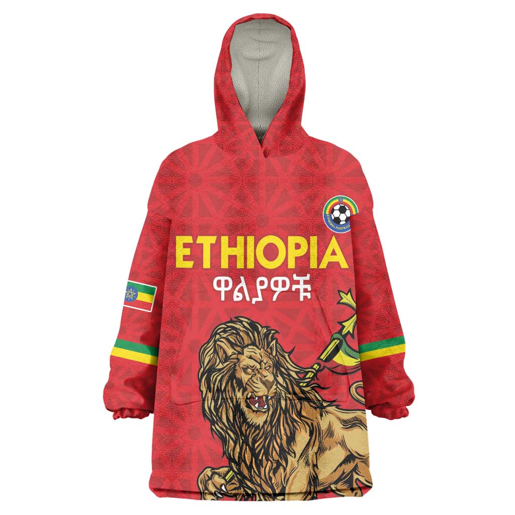 Custom Ethiopia Football Wearable Blanket Hoodie Go Champions