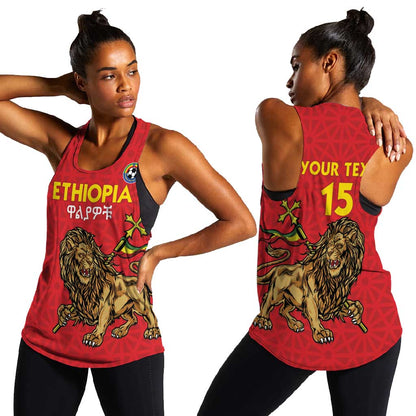 Custom Ethiopia Football Women Racerback Tank Go Champions