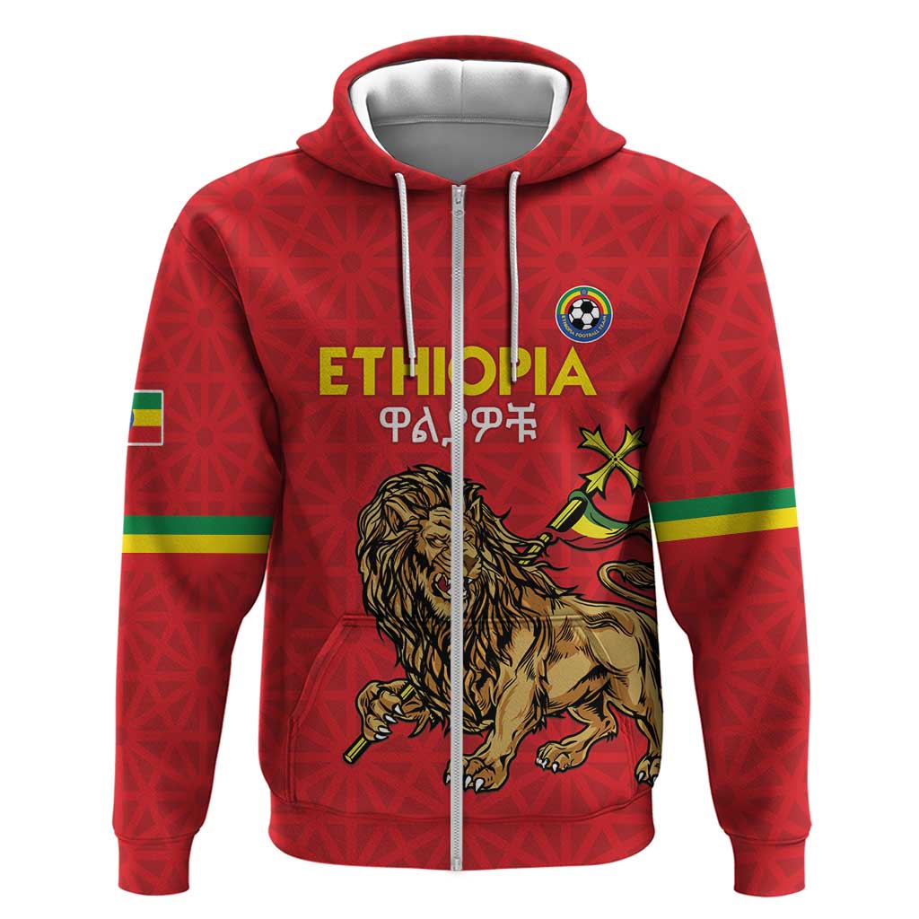 Custom Ethiopia Football Zip Hoodie Go Champions