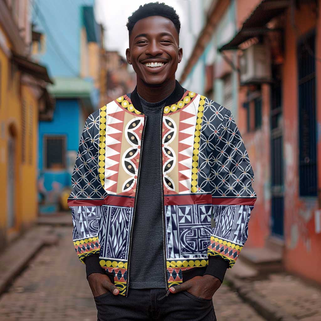 Toghu Bamenda Bomber Jacket Cameroon Traditional Pattern