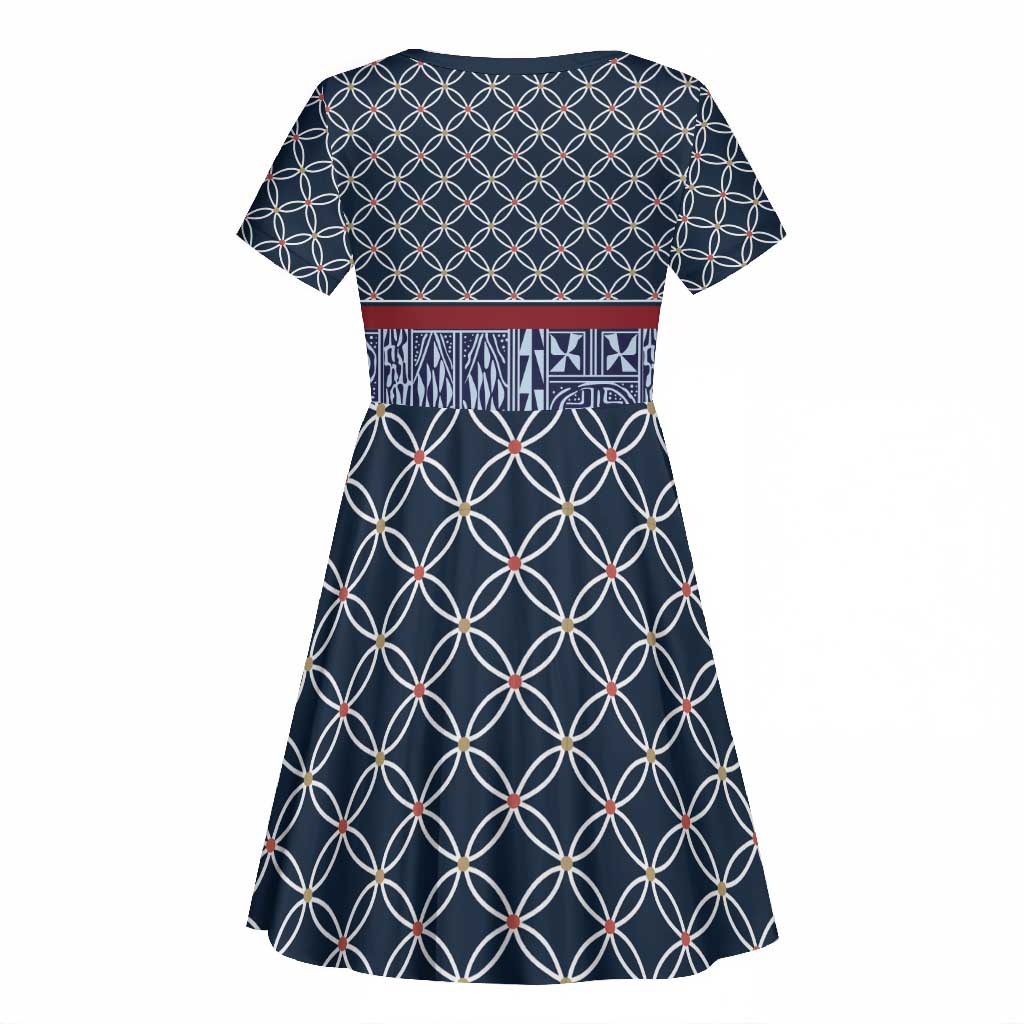 Toghu Bamenda Kid Short Sleeve Dress Cameroon Traditional Pattern
