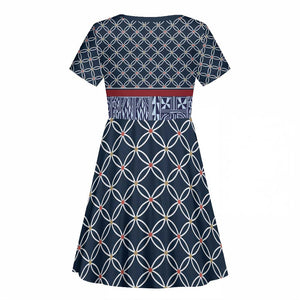 Toghu Bamenda Kid Short Sleeve Dress Cameroon Traditional Pattern