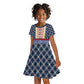 Toghu Bamenda Kid Short Sleeve Dress Cameroon Traditional Pattern