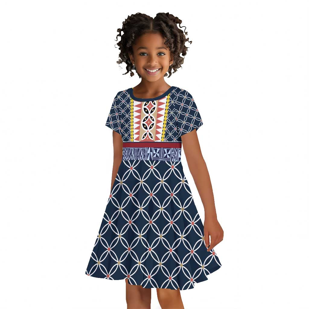Toghu Bamenda Kid Short Sleeve Dress Cameroon Traditional Pattern