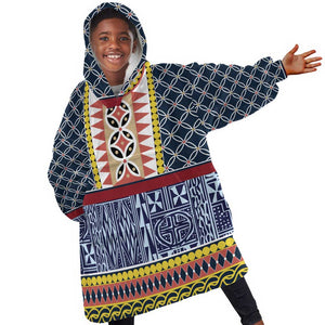 Toghu Bamenda Kid Wearable Blanket Hoodie Cameroon Traditional Pattern