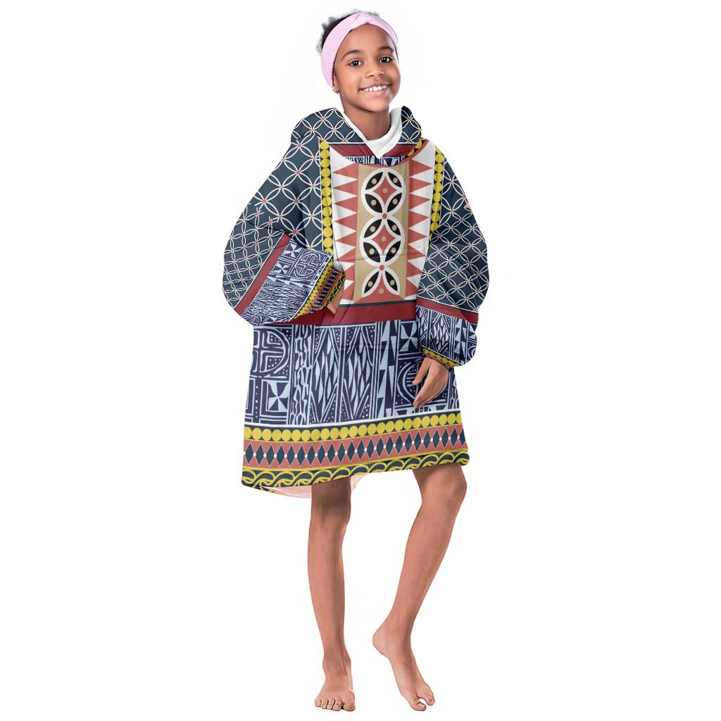 Toghu Bamenda Kid Wearable Blanket Hoodie Cameroon Traditional Pattern