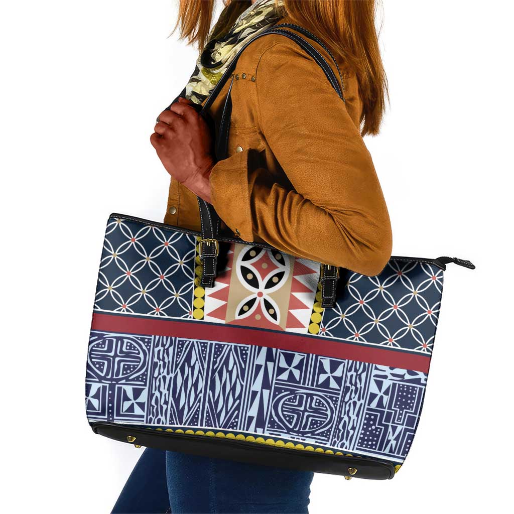 Toghu Bamenda Leather Tote Bag Cameroon Traditional Pattern
