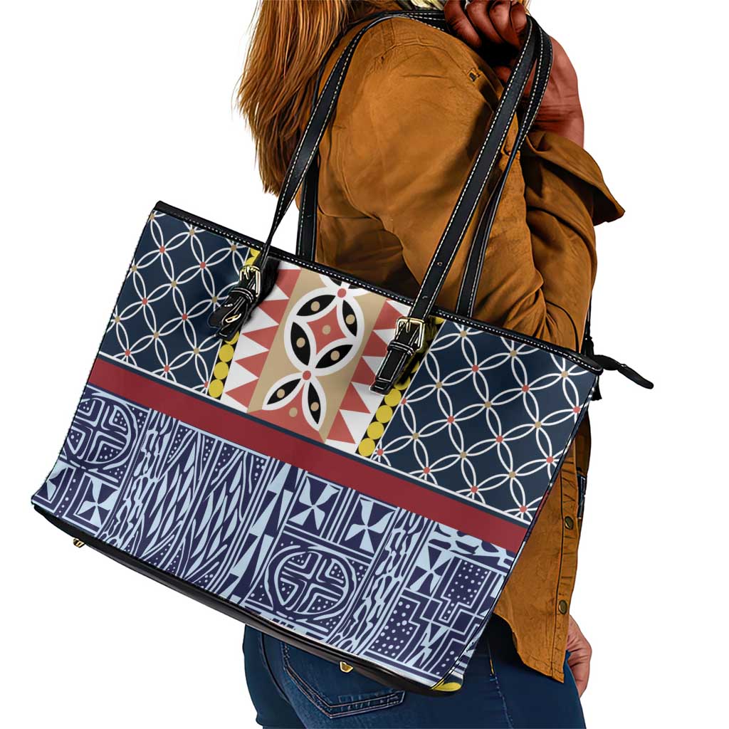 Toghu Bamenda Leather Tote Bag Cameroon Traditional Pattern