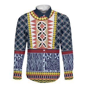 Toghu Bamenda Long Sleeve Button Shirt Cameroon Traditional Pattern