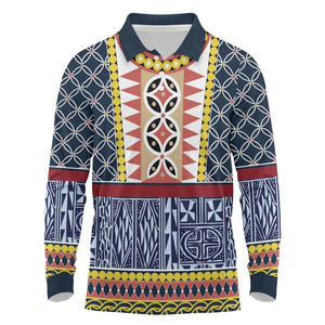 Toghu Bamenda Long Sleeve Polo Shirt Cameroon Traditional Pattern