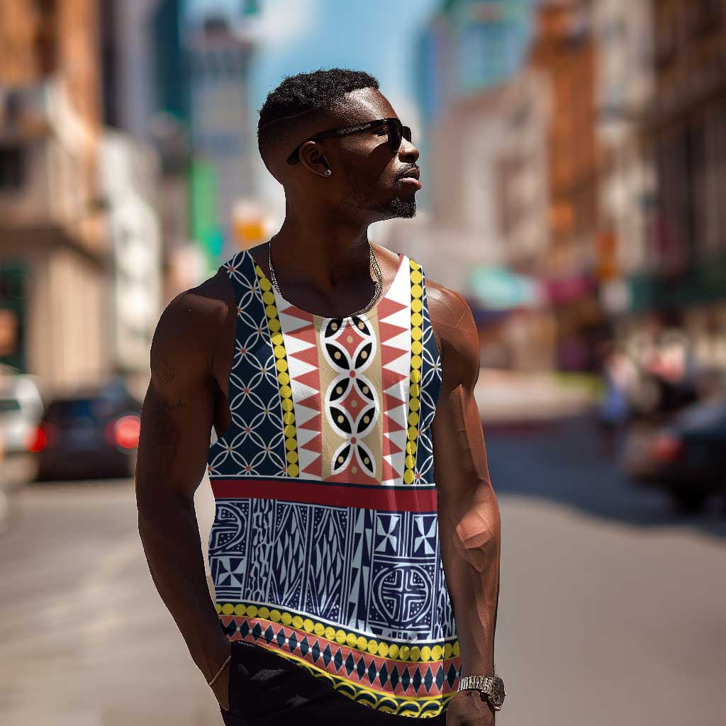 Toghu Bamenda Men Tank Top Cameroon Traditional Pattern