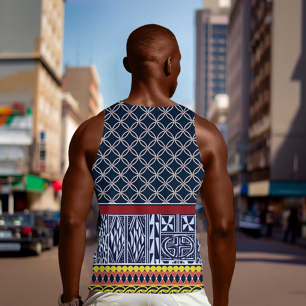 Toghu Bamenda Men Tank Top Cameroon Traditional Pattern