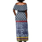 Toghu Bamenda Off Shoulder Maxi Dress Cameroon Traditional Pattern