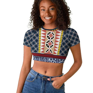 Toghu Bamenda Raglan Cropped T shirt Cameroon Traditional Pattern