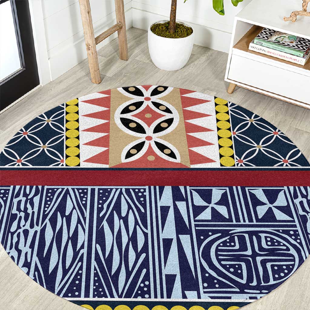 Toghu Bamenda Round Carpet Cameroon Traditional Pattern
