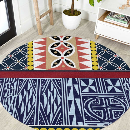 Toghu Bamenda Round Carpet Cameroon Traditional Pattern
