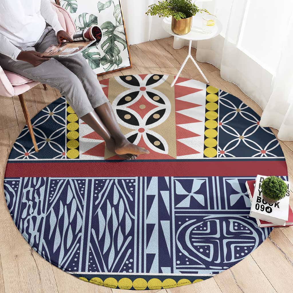 Toghu Bamenda Round Carpet Cameroon Traditional Pattern