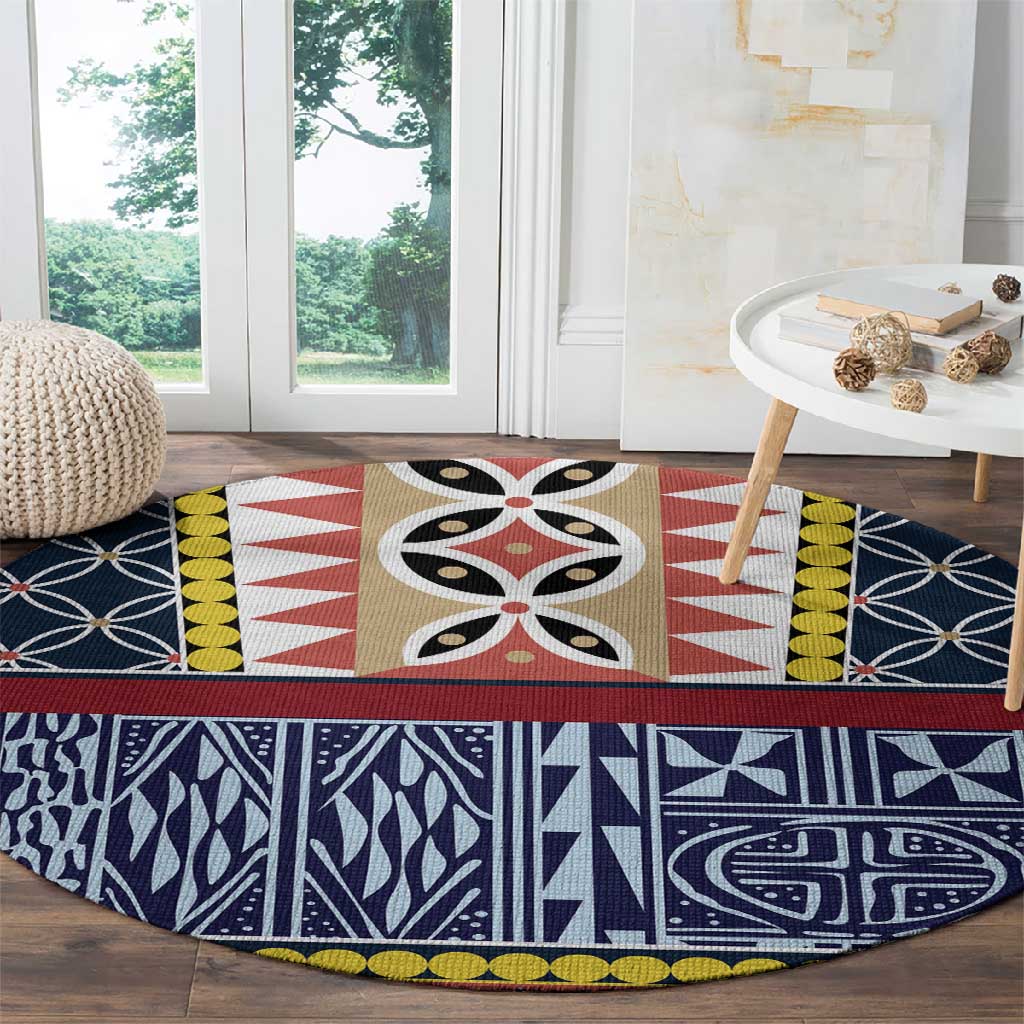 Toghu Bamenda Round Carpet Cameroon Traditional Pattern