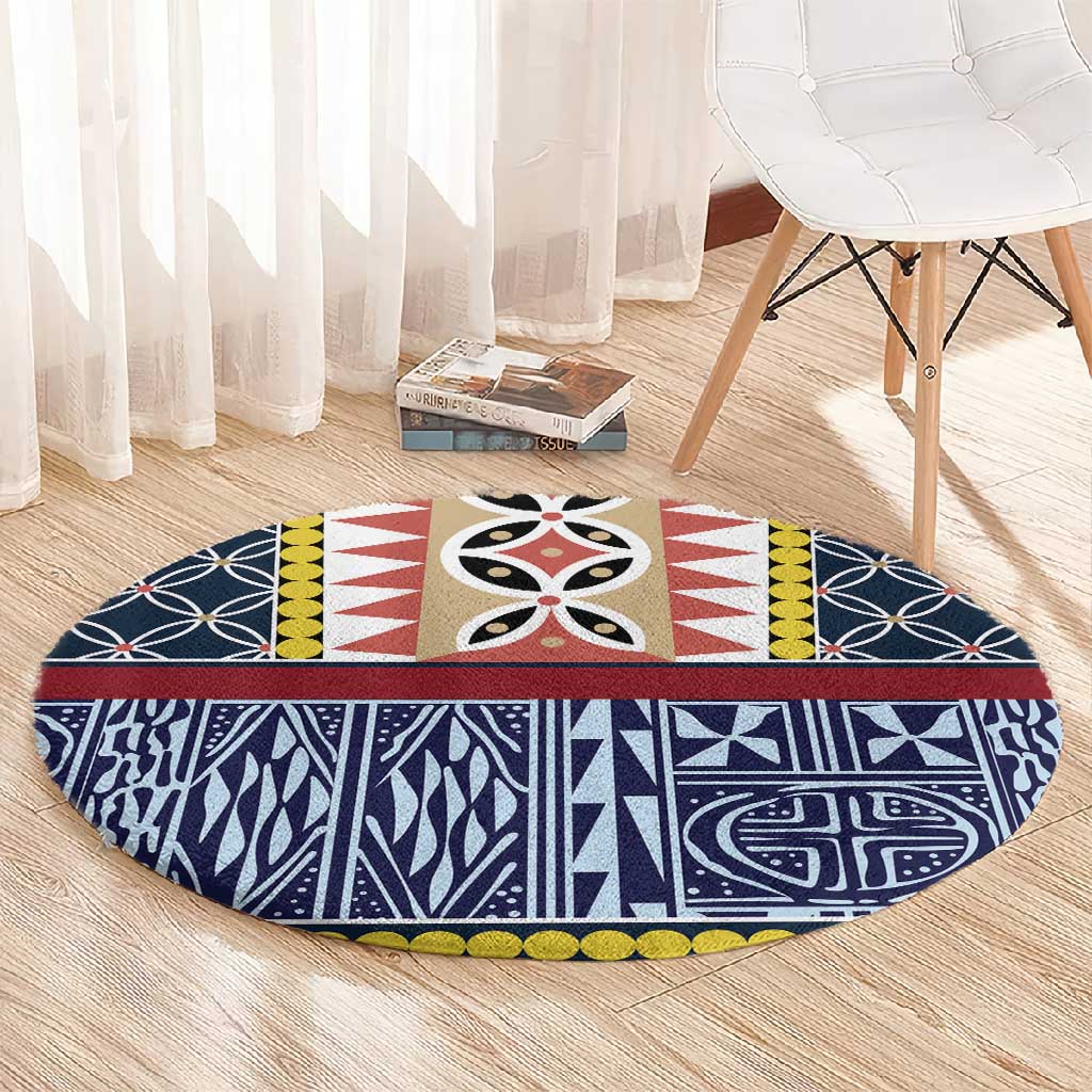 Toghu Bamenda Round Carpet Cameroon Traditional Pattern