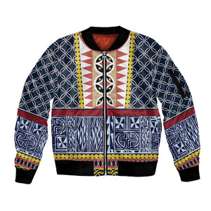 Toghu Bamenda Sleeve Zip Bomber Jacket Cameroon Traditional Pattern