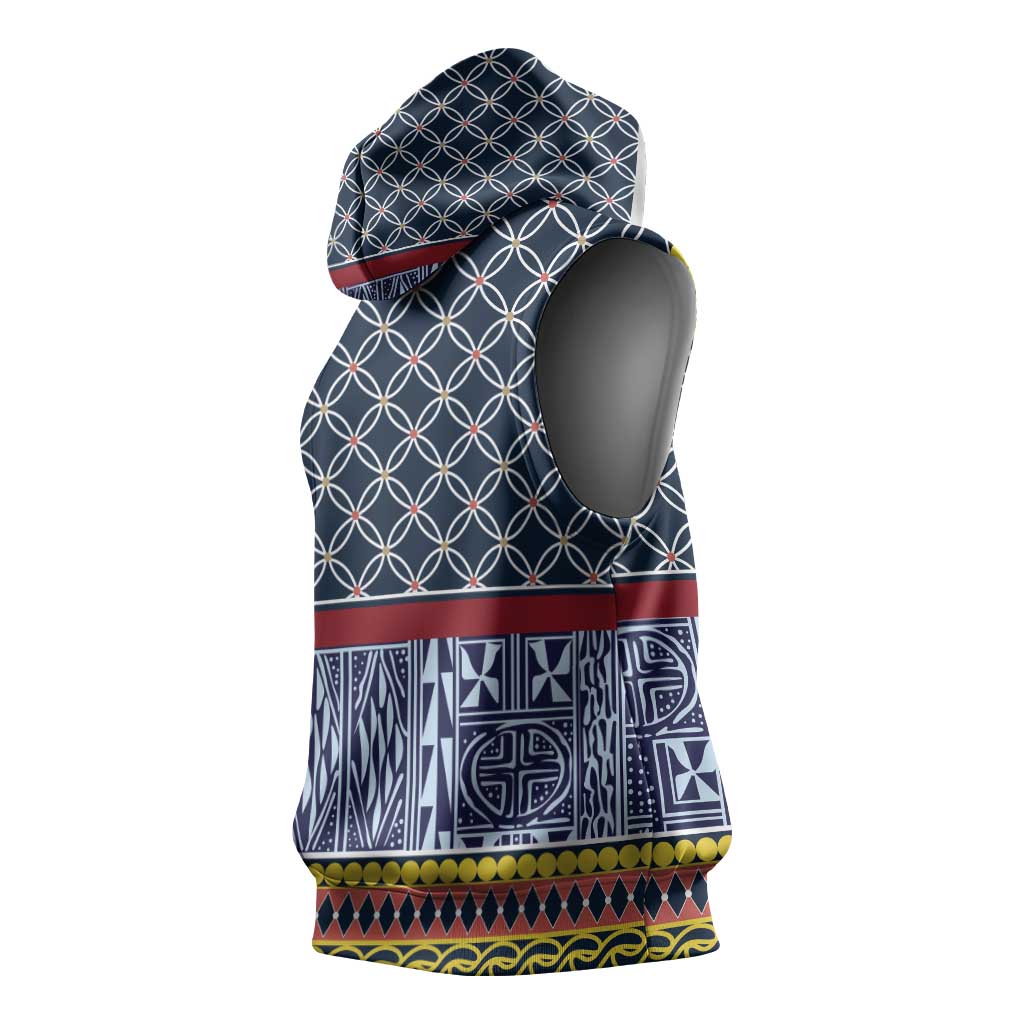Toghu Bamenda Sleeveless Hoodie Cameroon Traditional Pattern - African Pride