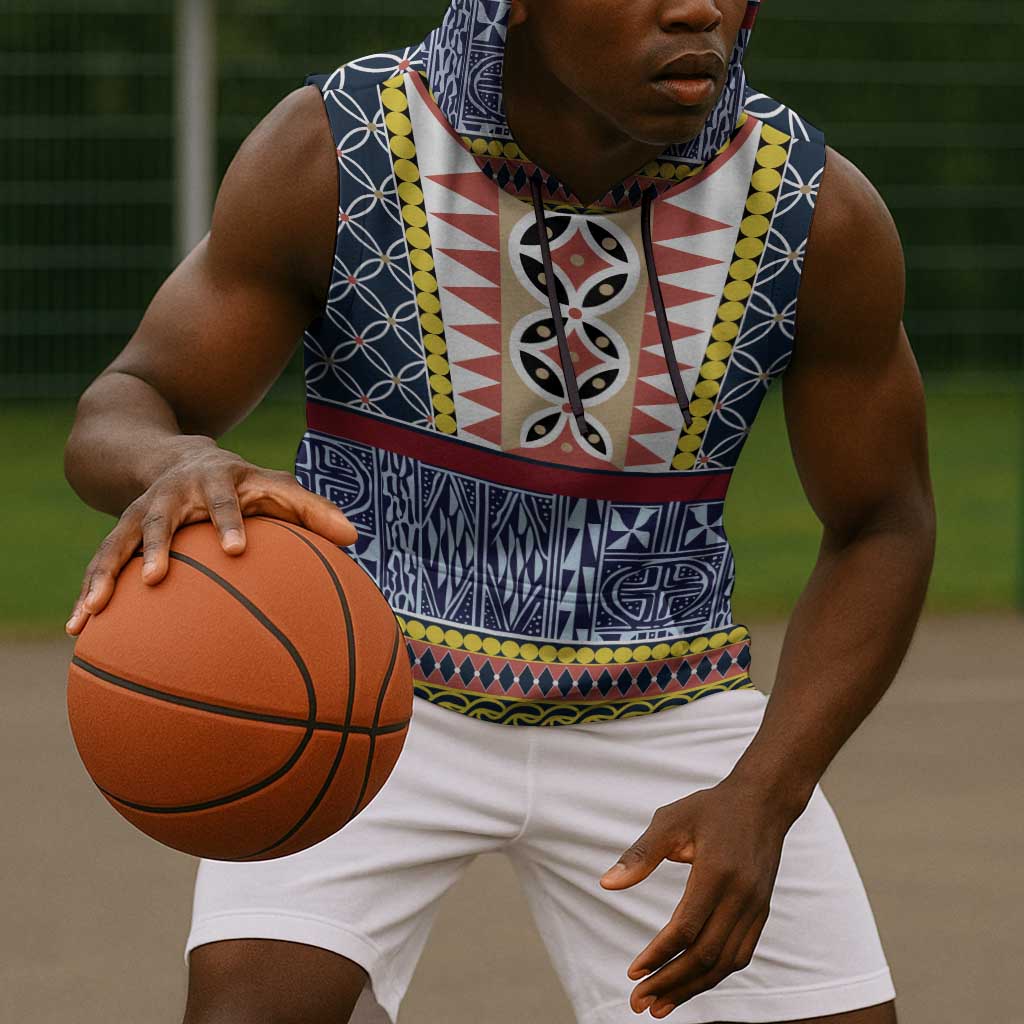 Toghu Bamenda Sleeveless Hoodie Cameroon Traditional Pattern - African Pride