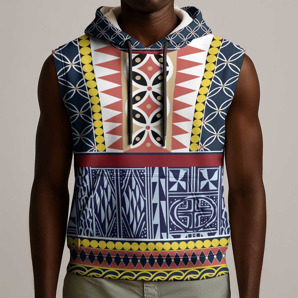 Toghu Bamenda Sleeveless Hoodie Cameroon Traditional Pattern - African Pride