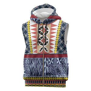 Toghu Bamenda Sleeveless Zip Hoodie Cameroon Traditional Pattern - African Pride