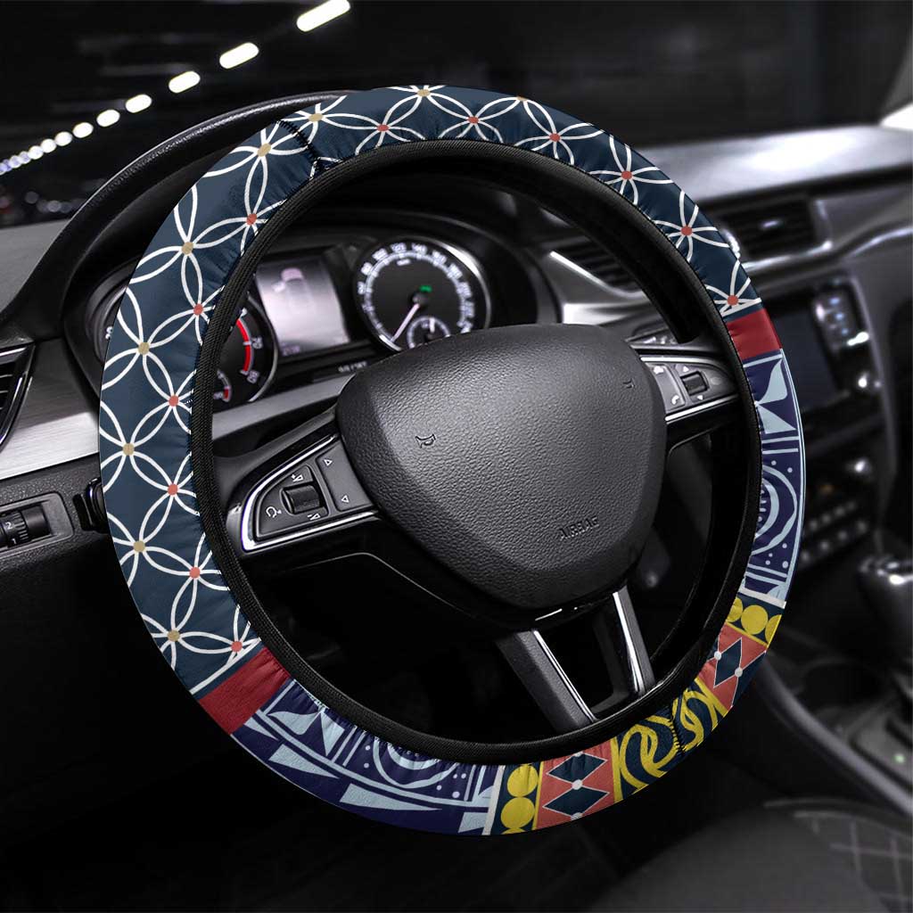 Toghu Bamenda Steering Wheel Cover Cameroon Traditional Pattern