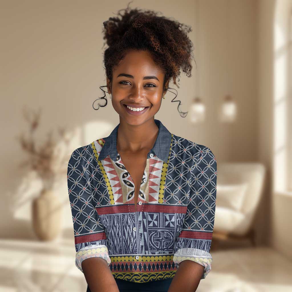 Toghu Bamenda Women Casual Shirt Cameroon Traditional Pattern