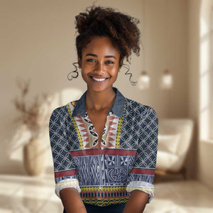 Toghu Bamenda Women Casual Shirt Cameroon Traditional Pattern