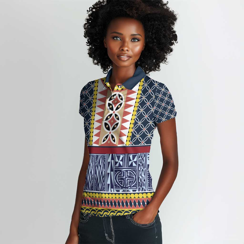 Toghu Bamenda Women Polo Shirt Cameroon Traditional Pattern