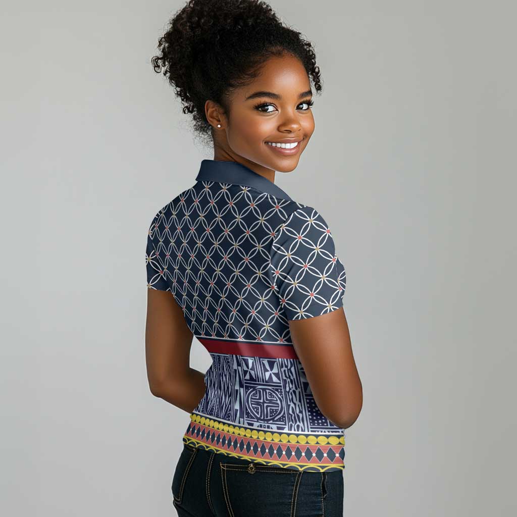 Toghu Bamenda Women Polo Shirt Cameroon Traditional Pattern