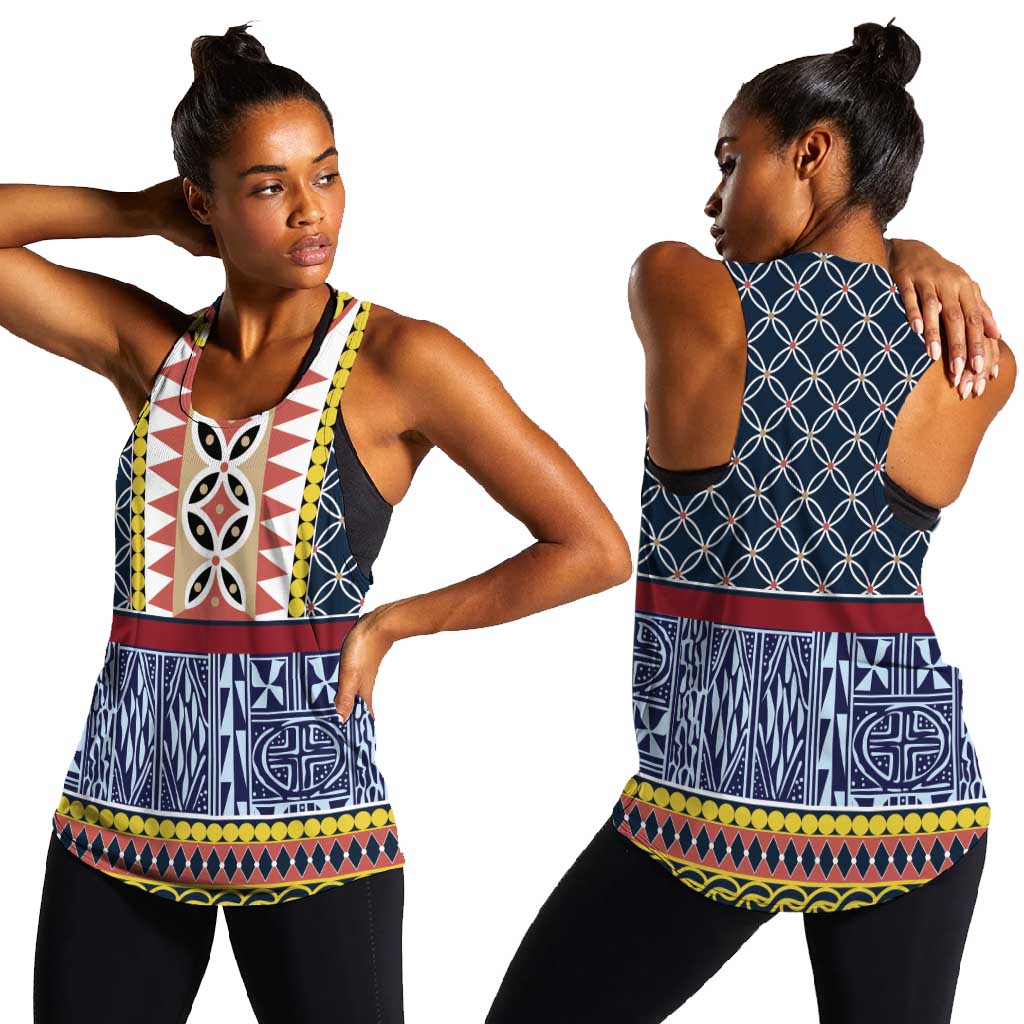Toghu Bamenda Women Racerback Tank Cameroon Traditional Pattern